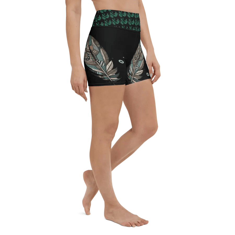 Zen Feather All-Over Yoga Shorts product image (3)
