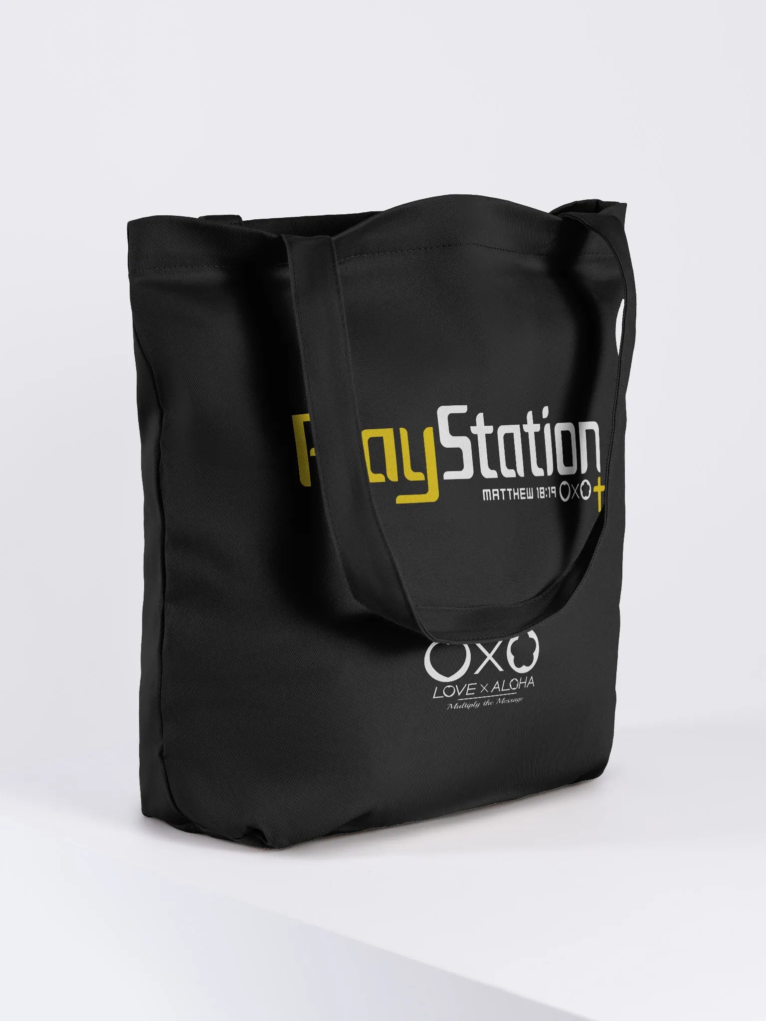 LXA PrayStation Eco Tote Bag - Black | Love X Aloha - Faith Collection | Premium Christian Merch product image (4)