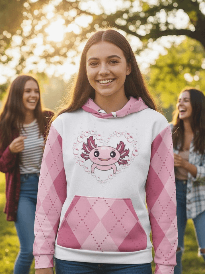 Pink And White Axolotl Hoodie product image (1)