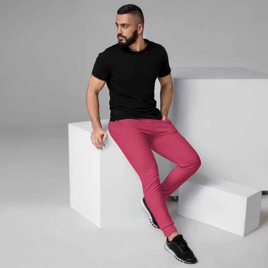 Plain Ruby Red True Summer Recycled Polyester Premium Men's Joggers by Treasure Pie product image (3)