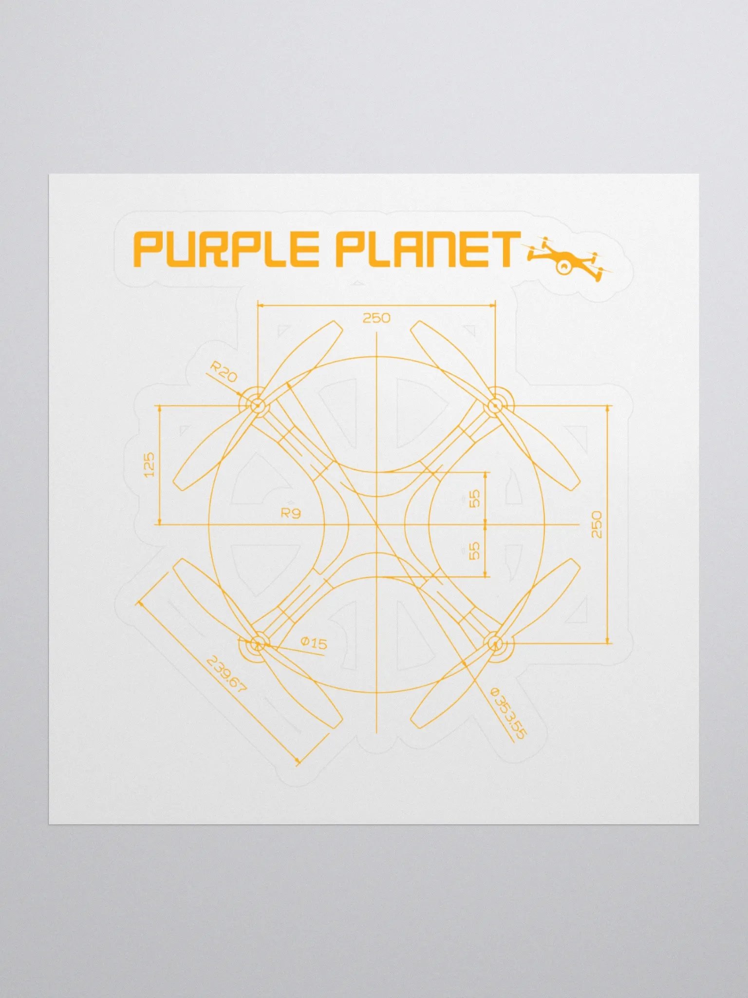 Technical Drone Cutout Sticker product image (1)