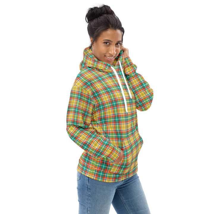Yellow and Seafoam Green Plaid Hoodie product image (1)