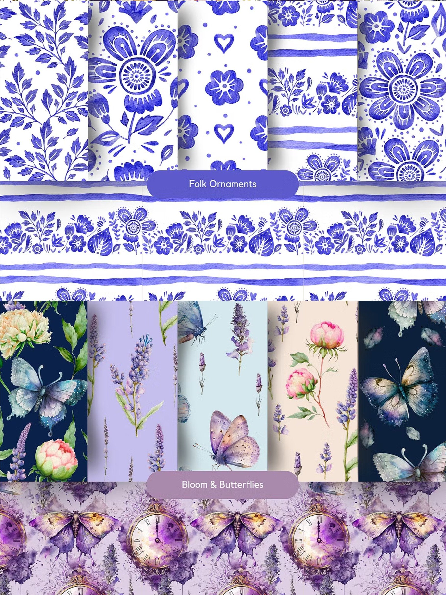 HUGE Watercolor Seamless Pattern Bundle product image (5)