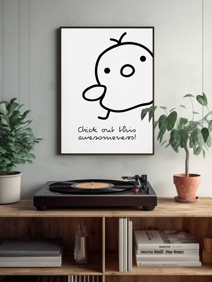 Chick Out This Awesomeness Cute Minimalist Wall Art - Fun Black and White Cartoon Print, Playful Kids Room Decor, Whimsical Animal Poster product image (4)