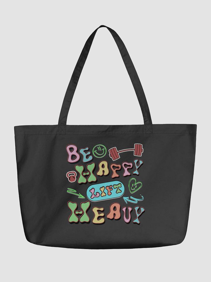 Be Happy Lift Heavy Weightlifting Groovy Fitness Tote Bag product image (2)