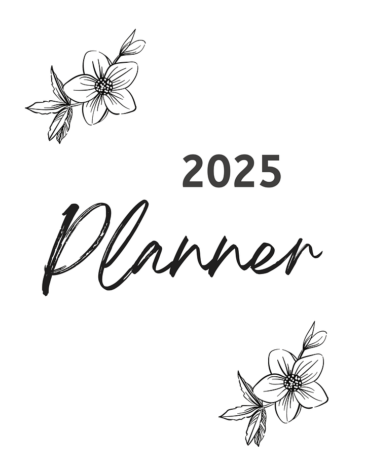 Planner 2025 black and white product image (1)