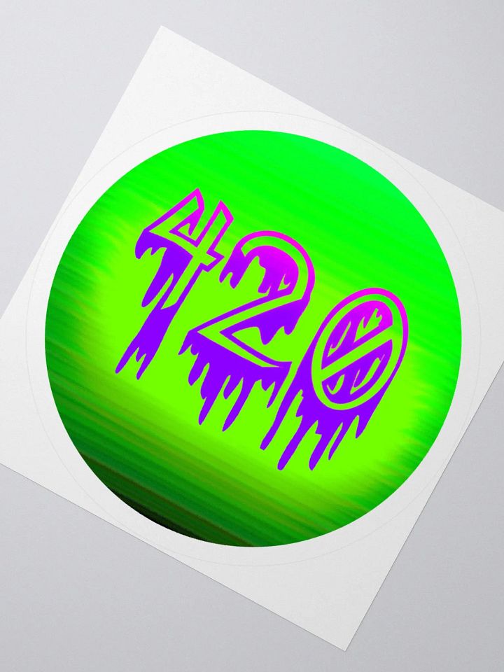 Happy 420 Horror Stoner Sticker, Lime Green Purple Dripping Creepy Weed Art product image (2)
