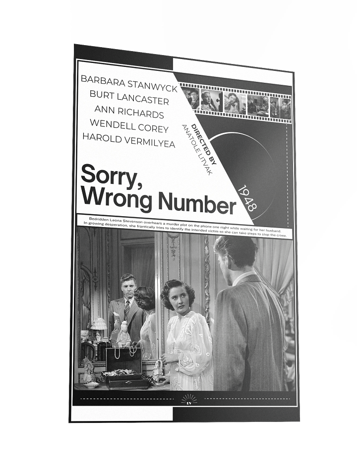 Sorry, Wrong Number with Barbara Stanwyck and Burt Lancaster 1948 | Movie Poster | 12x18 Wall Art product image (2)