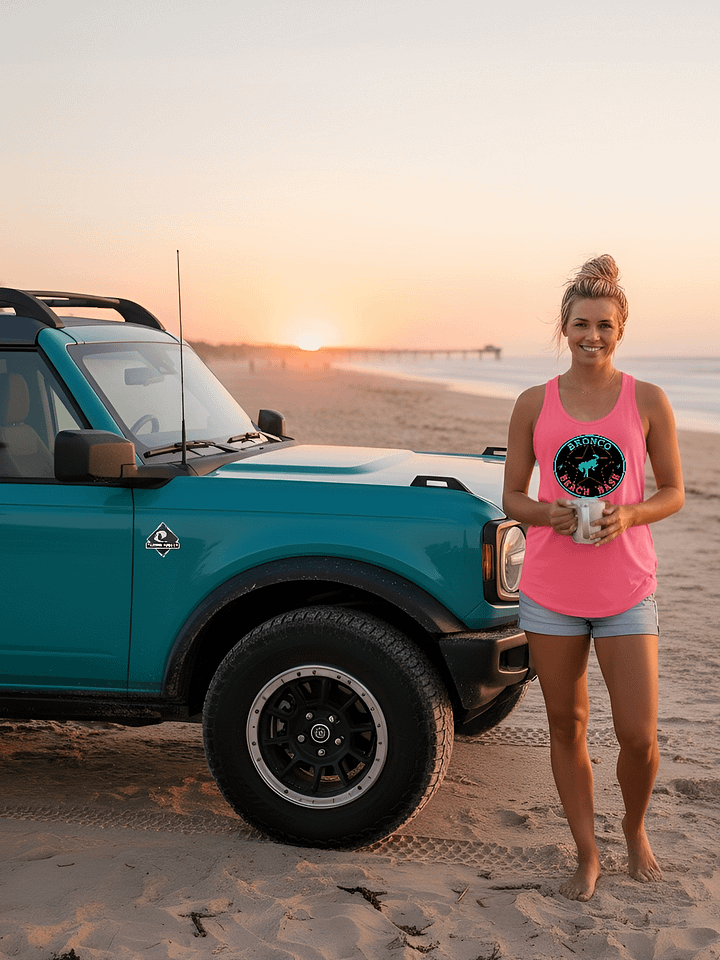2025 Bronco Beach Bash Ocean City / Destination Bigfoot Bronco Collab | Next Level Women's Racerback Tank Top (Multi Color Options) product image (1)