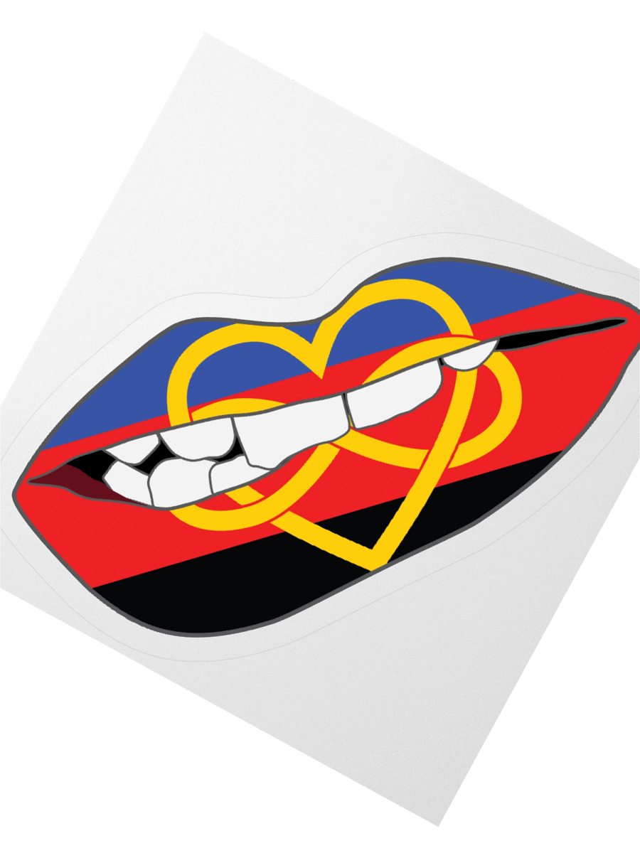 Polyamory Pride Flag Biting Lips Sticker product image (4)