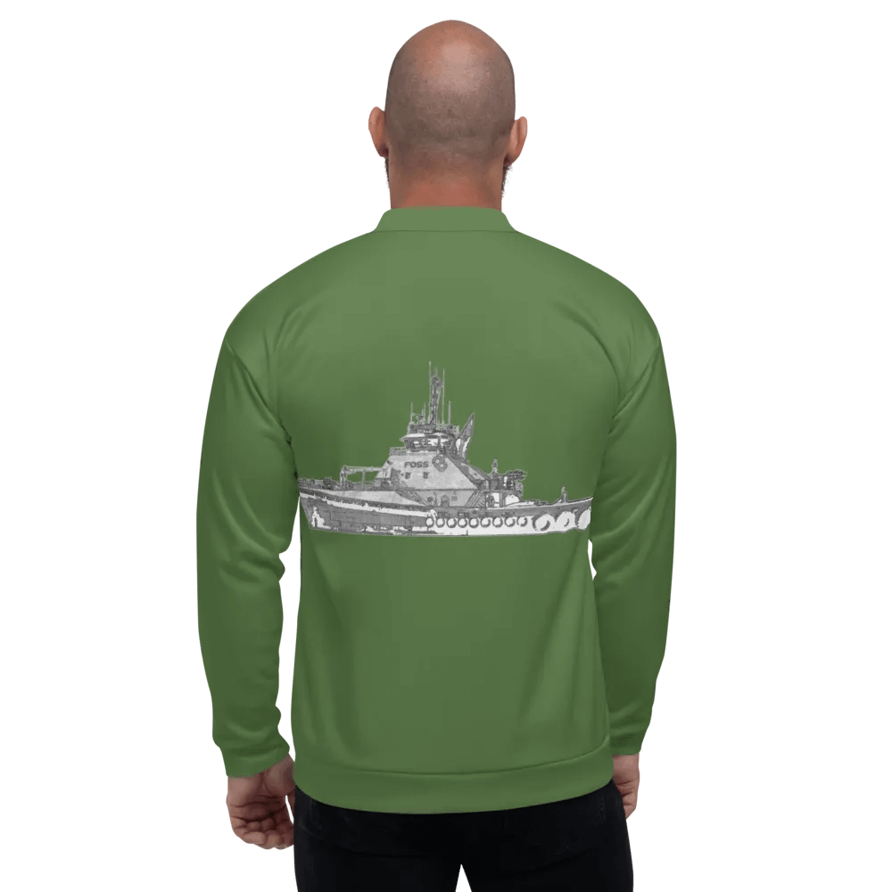 Foss Tugboat Sketch Green Bomber Jacket product image (6)
