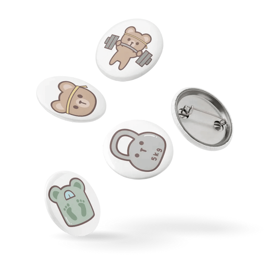 Bear Power Fitness Sport Pin Buttons Set product image (14)