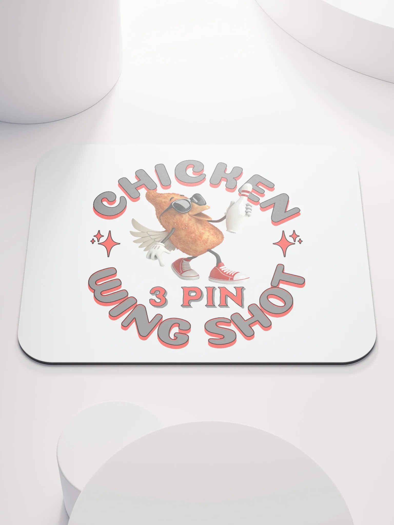 Chicken Wing Shot 3 Pin Bowling Mouse Pad product image (2)