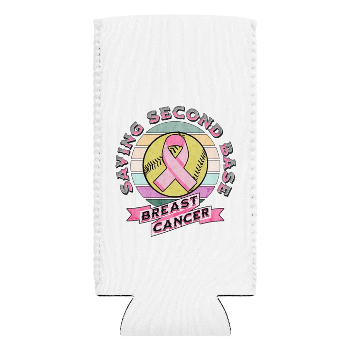 Saving Second Base Breast Cancer Softball Pink Ribbon Can Cooler product image (2)