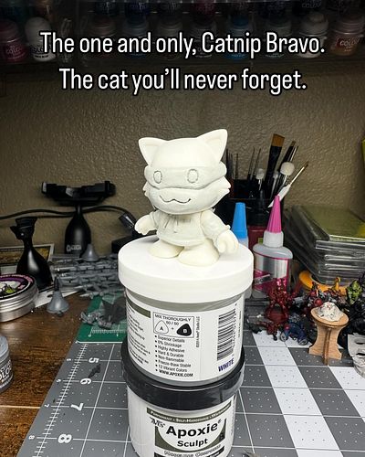 Got this sculpting done on an impromptu stream in preparation for this weekend. #twitchstreamers #vinyltoys #catnipbravo