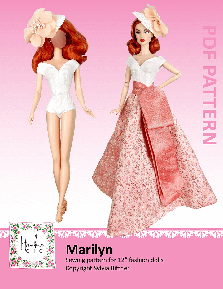 Marilyn sewing pattern for 12" fashion dolls product image (1)