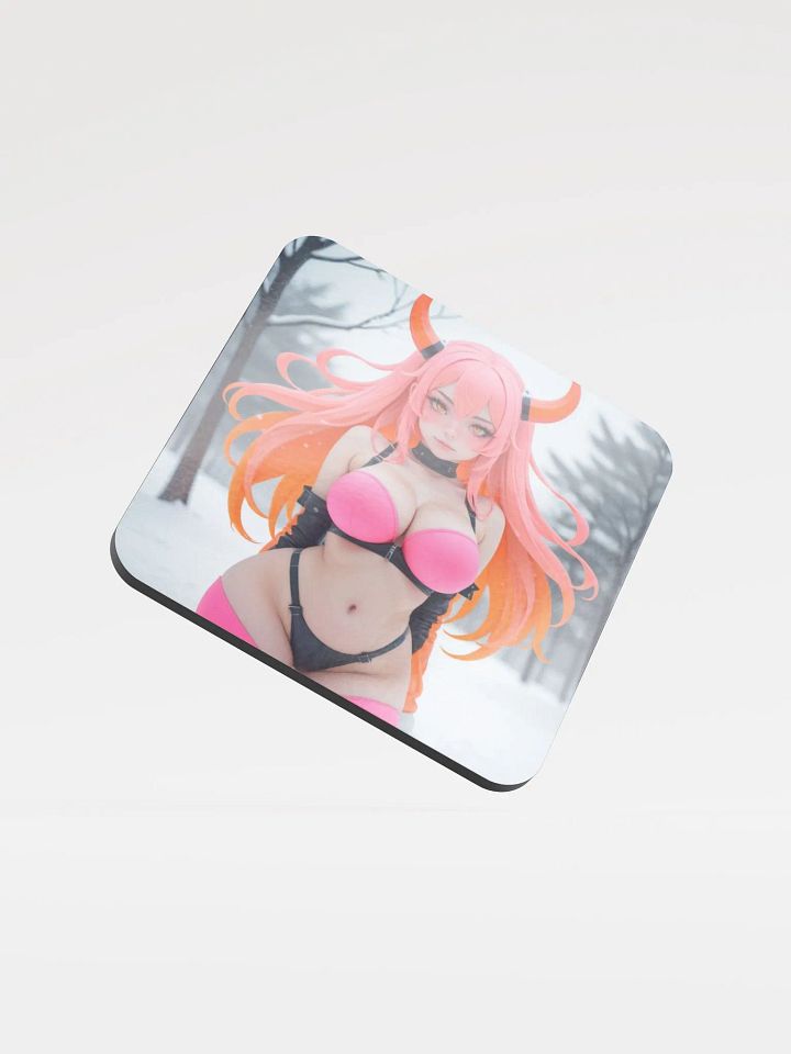 Frosty Pink Horns Cork Coaster product image (2)