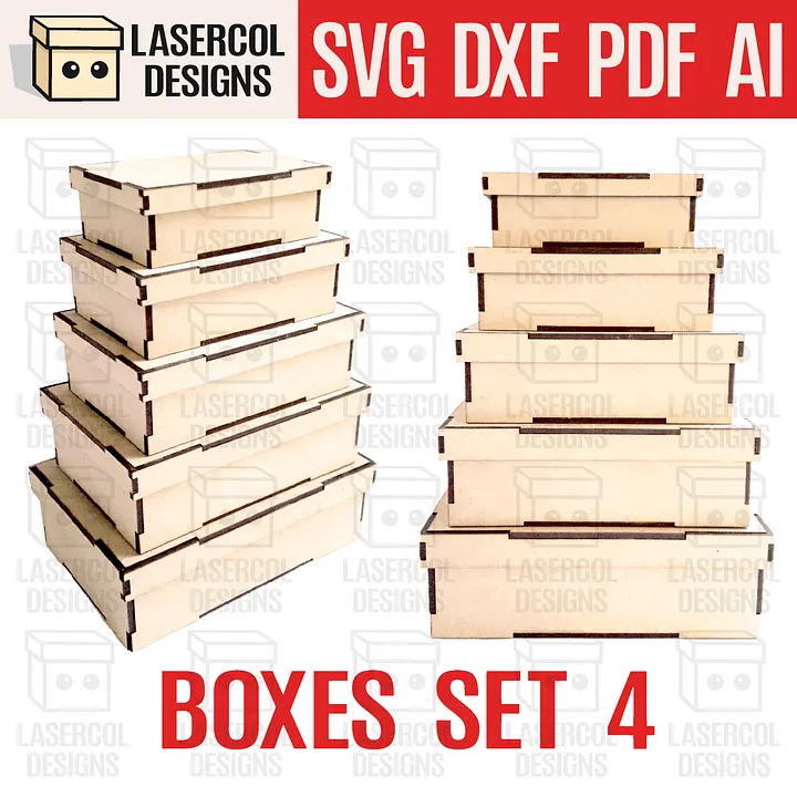 Boxes Set 4 (5 sizes) - Laser Cut Files product image (1)