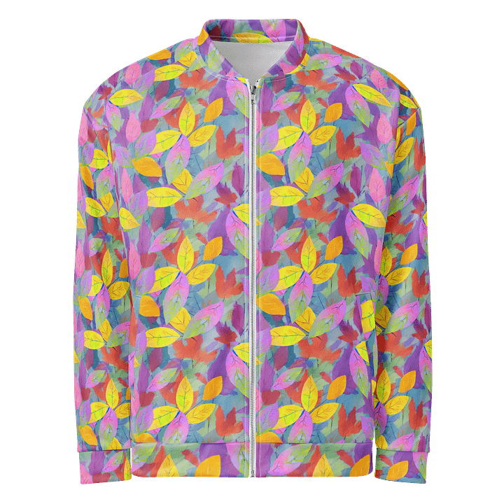 Yellow Pink Leaves Bomber Jacket product image (1)