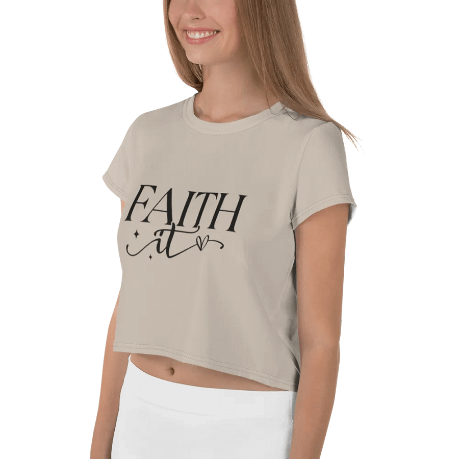 Faith It Custom Design Beige Crop Tee product image (3)