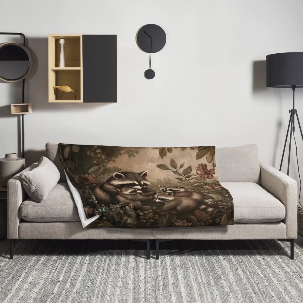 Midnight Raccoon Family Throw Blanket product image (3)
