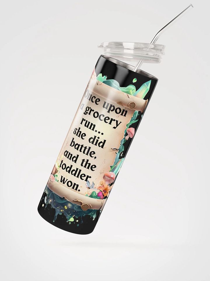 Funny Mom Tumbler – ‘Once Upon A Grocery Run’ Insulated Cup for Busy Moms - Black product image (2)
