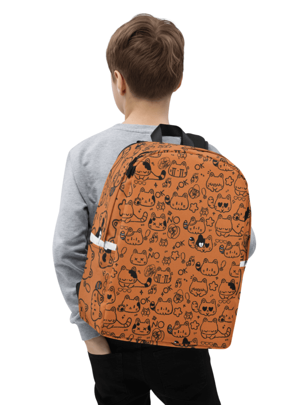 Cute Cat Doodles – Orange Cute Kitty Minimalist Backpack product image (6)