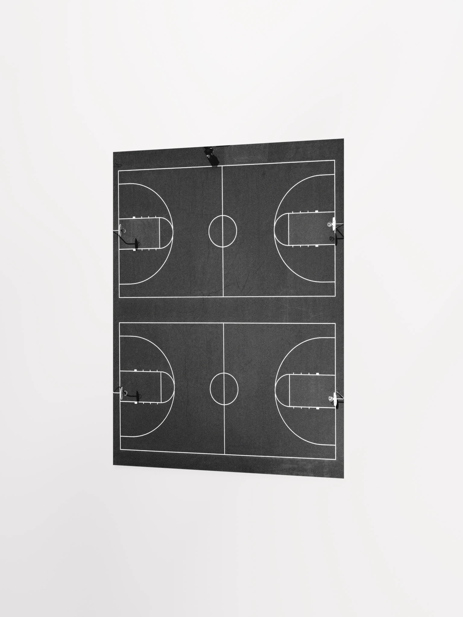 Aerial Basketball Court Photograph in High Quality, Modern, Black and White product image (2)