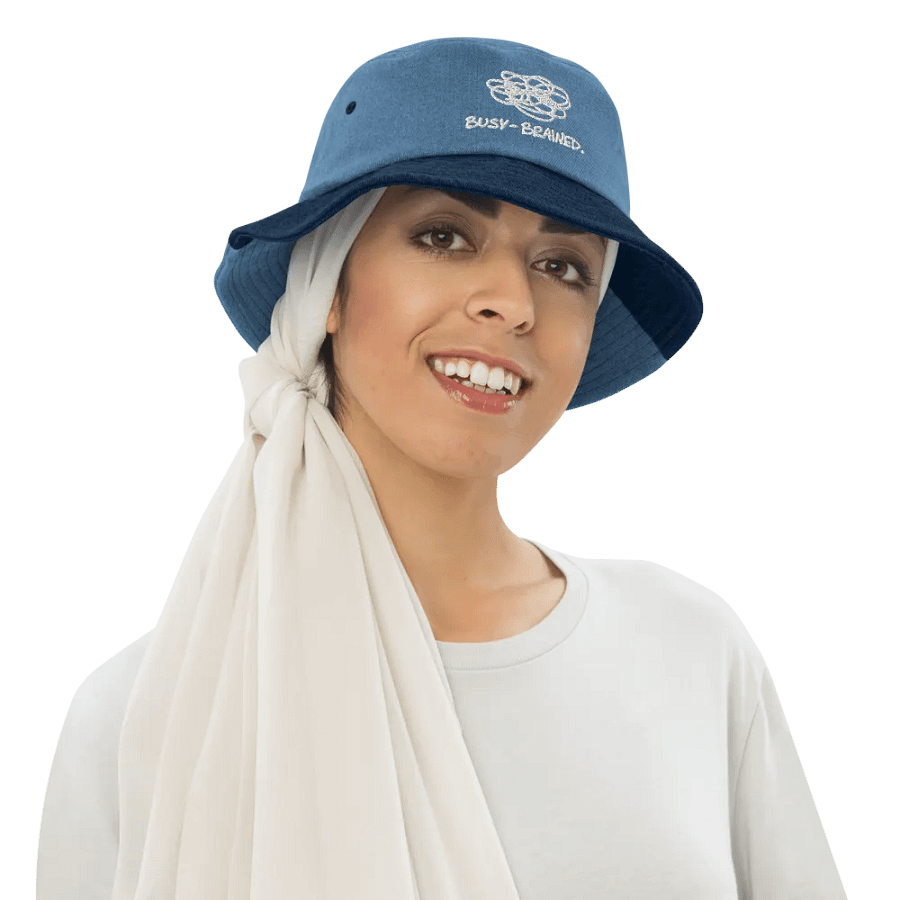 BUSY-BRAINED (white) embroidered denim bucket hat product image (16)
