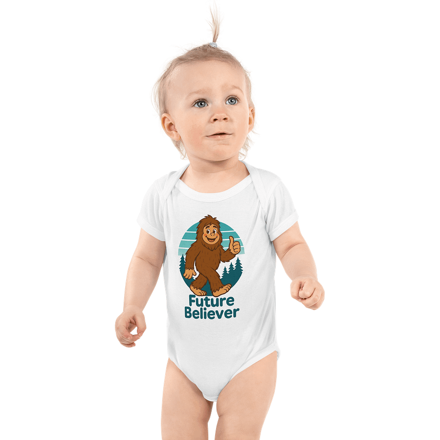 “Future Believer” Baby Sasquatch Bodysuit – Adorable Cryptid Onesie for Little Explorers product image (3)