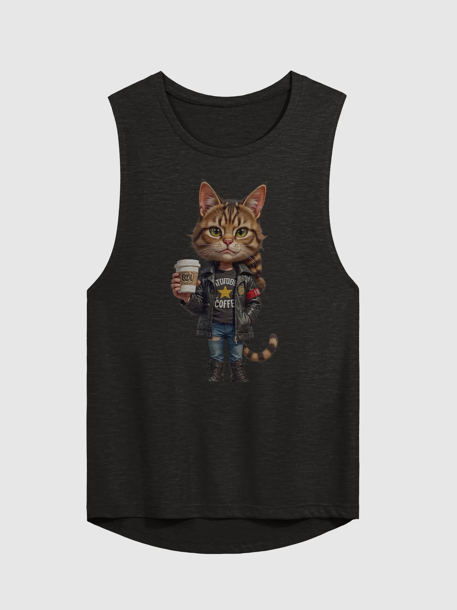 Confident Cat Coffee Lover Muscle Tank product image (4)