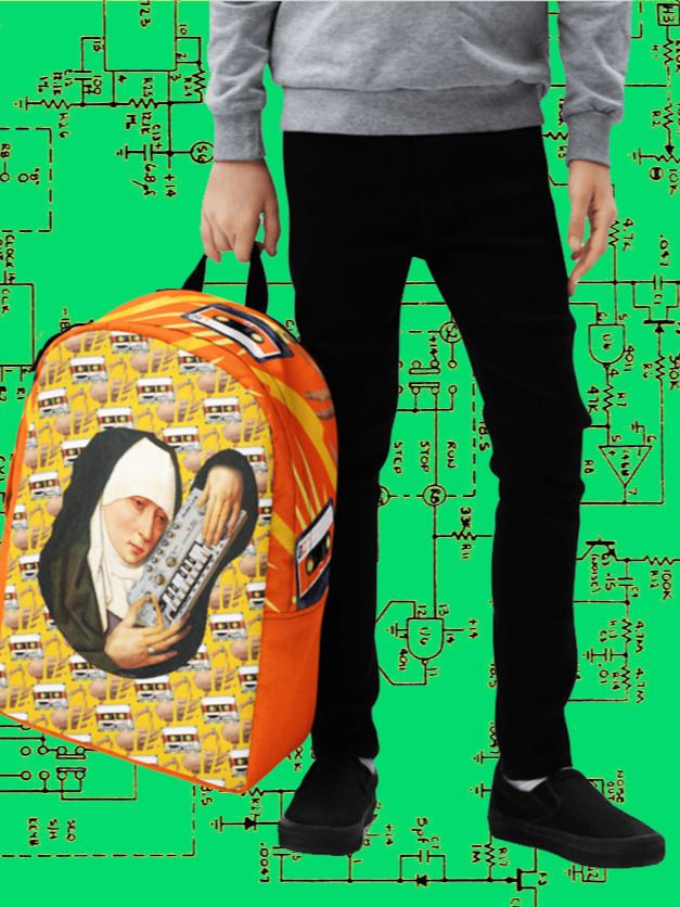 Mater Dolorosa meets Roland TB 303 by Frank Fonik Techno EDM Minimalist Backpack product image (1)