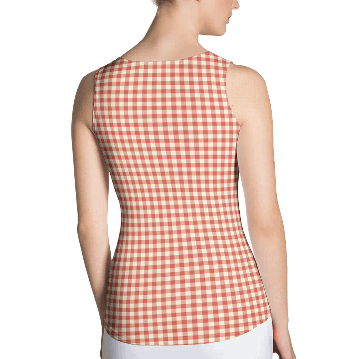 ALL-OVER PRINT RED AND WHITE CHECKERED VINTAGE PATTERN WOMEN'S TANK TOP product image (2)