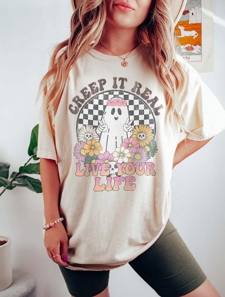 Creep It Real Floral Hippie Ghost T-Shirt | T-Shirt | Funny Fall and Halloween Design product image (10)
