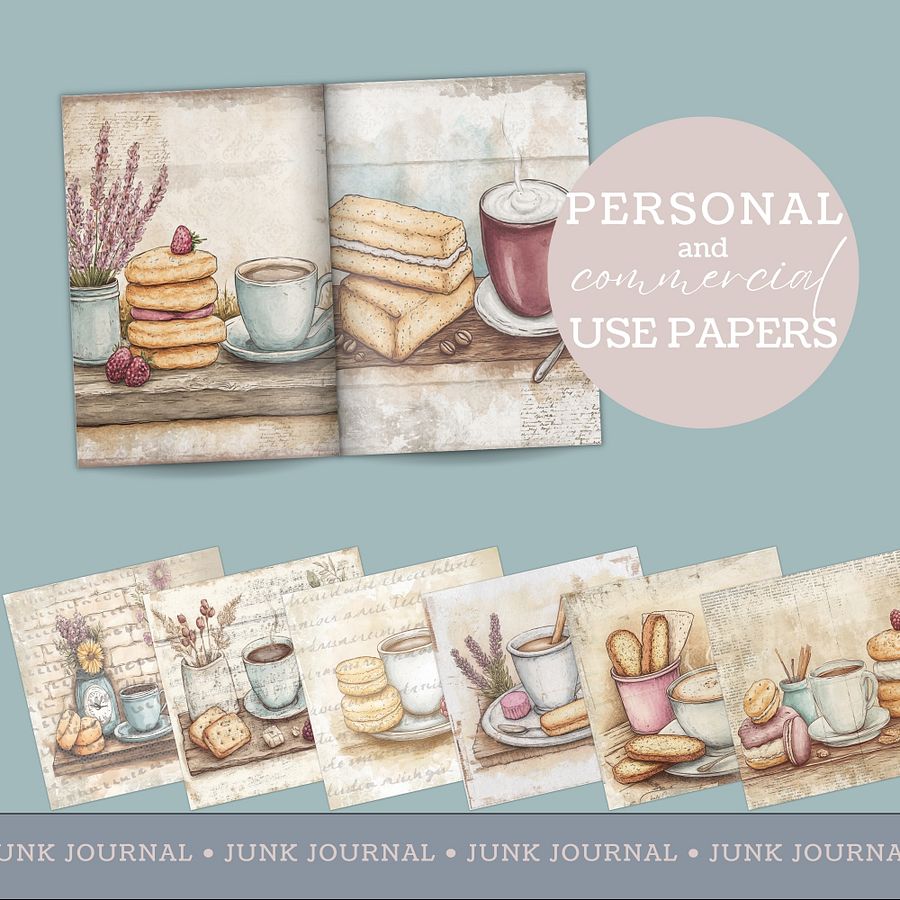 Coffee & Biscuits - Digital Papers V5- Commercial Use product image (2)