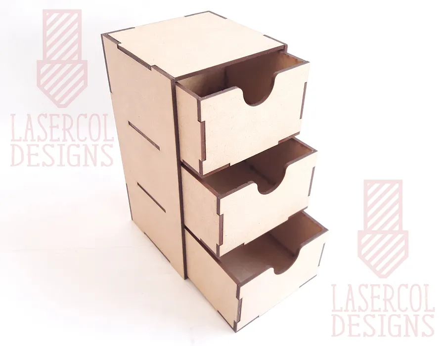 Three Drawers Desk Organizer - Laser Cut Files product image (8)