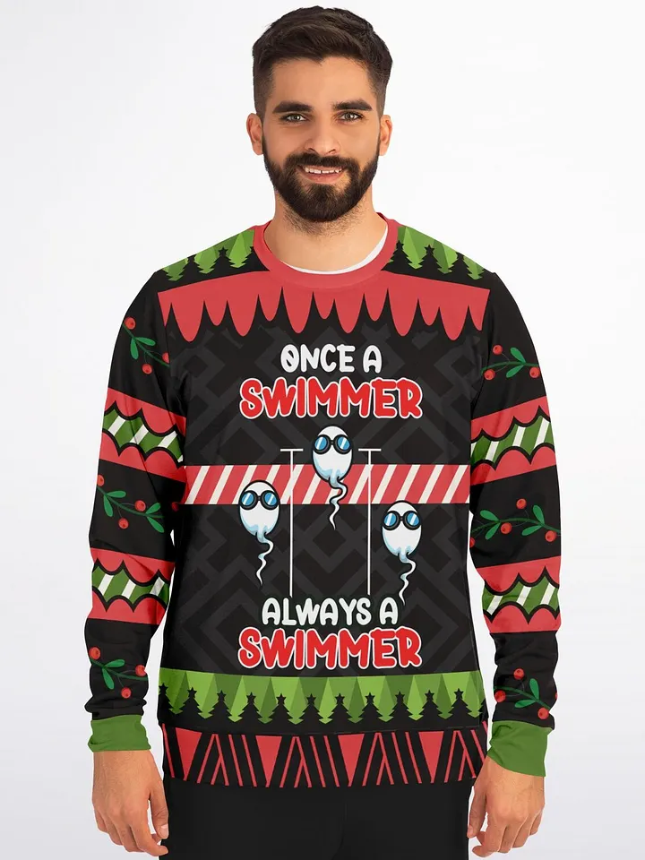 "Once A Swimmer.." Christmas Sweater | Funny Adult Holiday Sweatshirt | Biology Humor Winter Outfit | Sperm Cell Party Outfit product image (1)