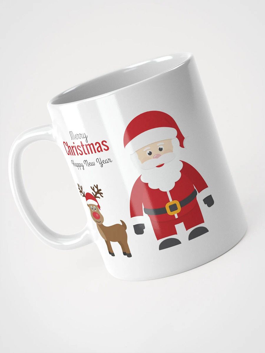 Happy Christmas Santa clause Mug with Reindeer white shiny mug product image (3)
