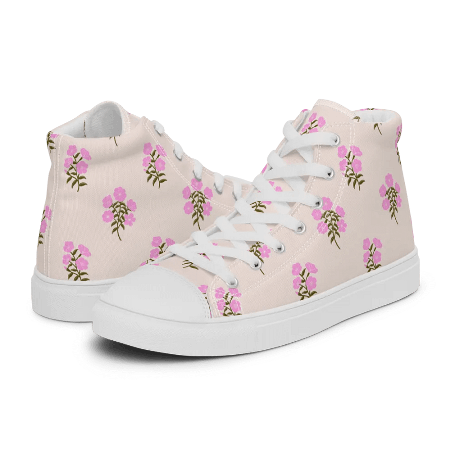 Alpine Cascade - Pink and Forest Green - Women High Top Canvas Shoes product image (12)