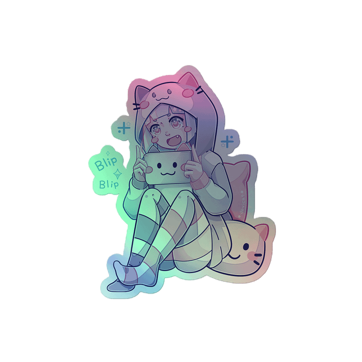 Holo Sticker • CandiCat Gamer Girl • 2024 product image (2)