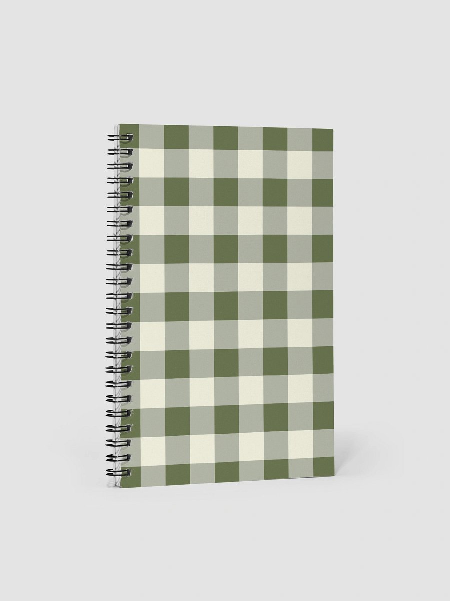 Green & Cream Gingham Boho Bullet Journal – Spiral Notebook with Dotted Pages & Creative Planner product image (1)
