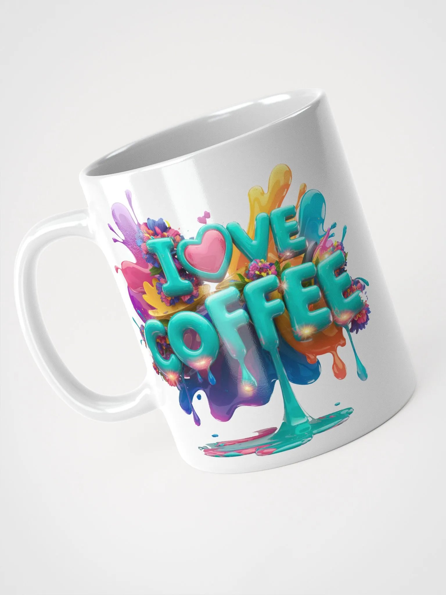 "I Love Coffee" Splash Glossy White Mug product image (3)