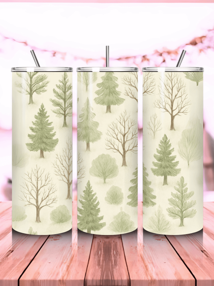 Winter Forest Trees Landscape Tumbler Wrap PNG – 20oz Skinny Sublimation Design with Peaceful Snowy Woodland Scene & Cozy Seasonal Colors – Perfect Winter Gift – 300 DPI Instant Digital Download product image (1)