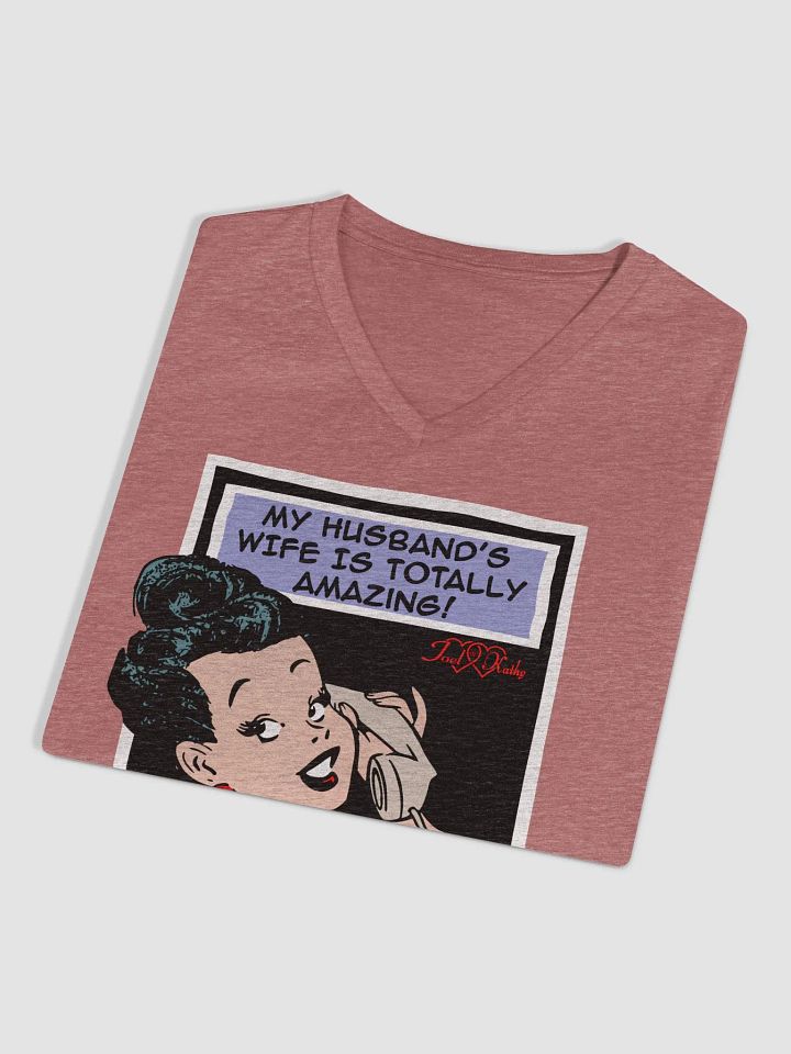 My Husband's Wife is Totally Amazing & A Happy Wife is a Happy Life V-Neck Tee product image (2)