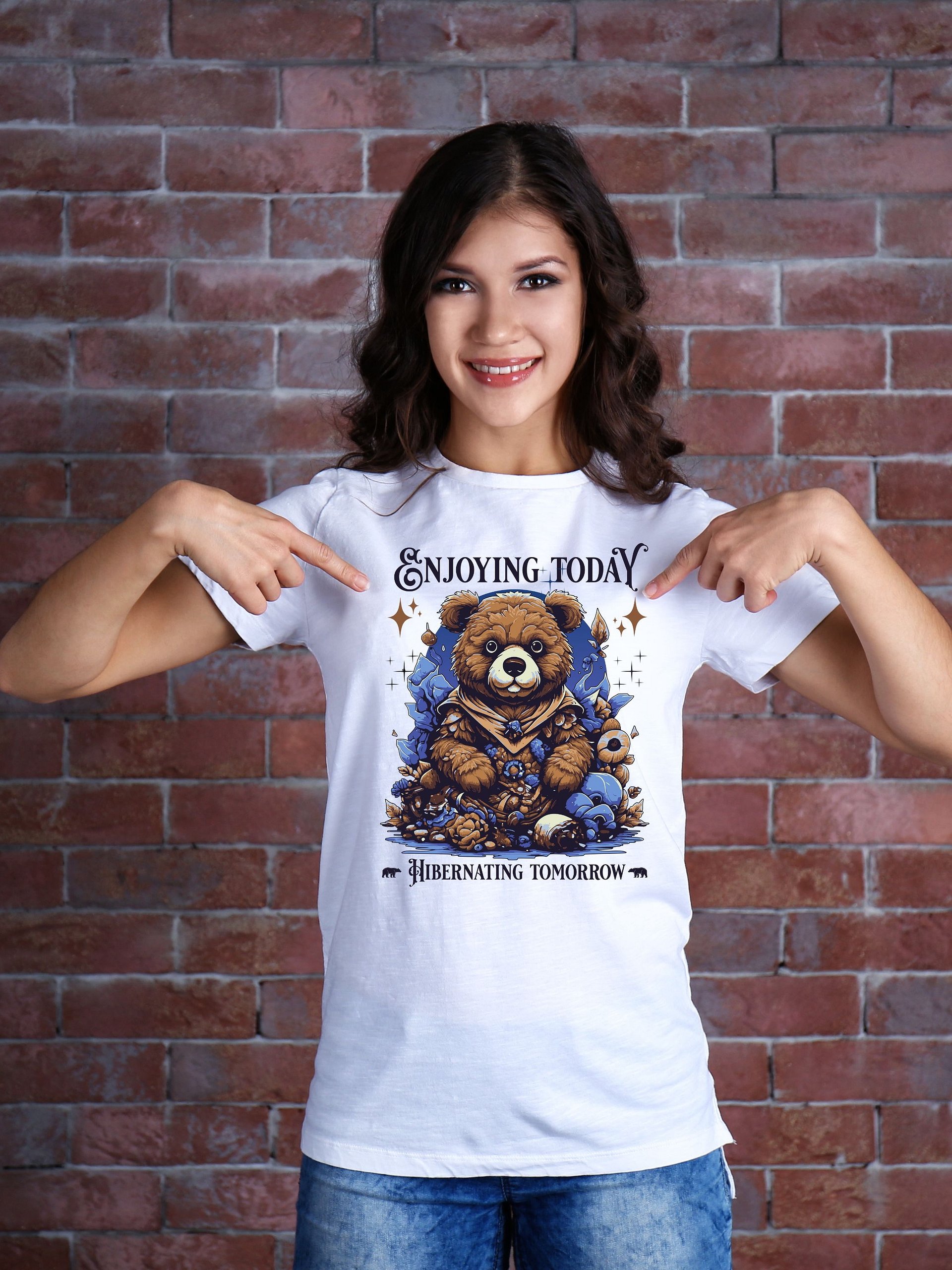 Enjoying today, hibernating tomorrow white T-shirt. product image (1)