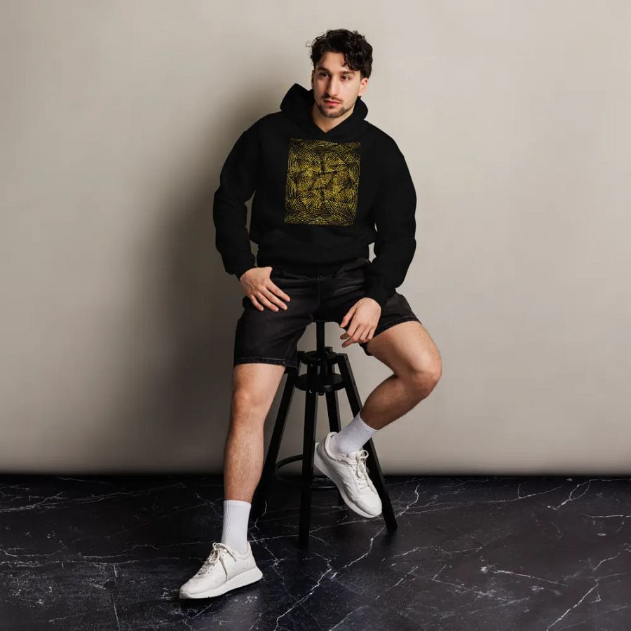 Hoodie with golden lines and leaf design product image (5)