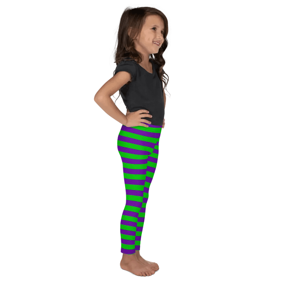 Striped Purple and Green Kids Leggings product image (6)