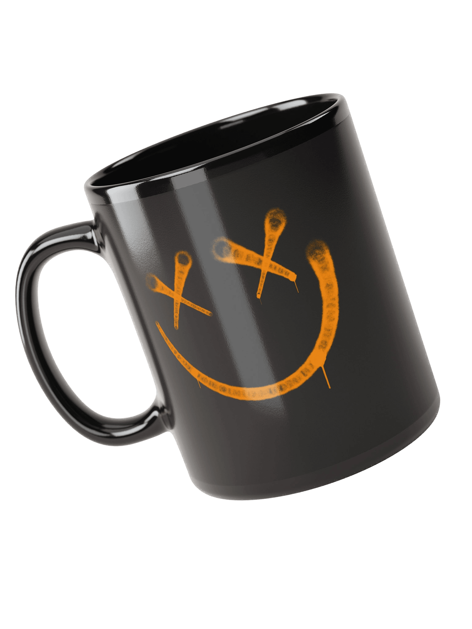 Grunge Style Crossed Eyes Smile Face Black Coffee Mug product image (4)