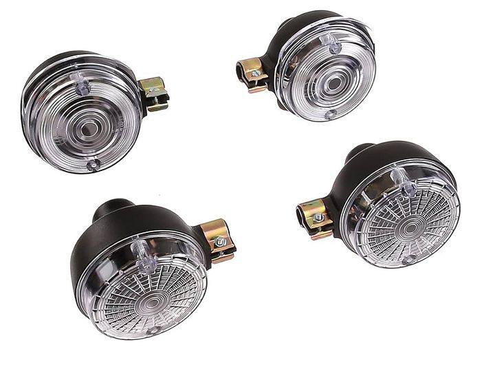 NM Set: 4 Blinker rund in Schwarz mit weißem Glas product image (1)