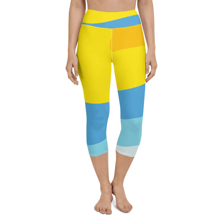 Yellow/Blue Abstract All-Over Geometric Print Capri Leggings product image (1)